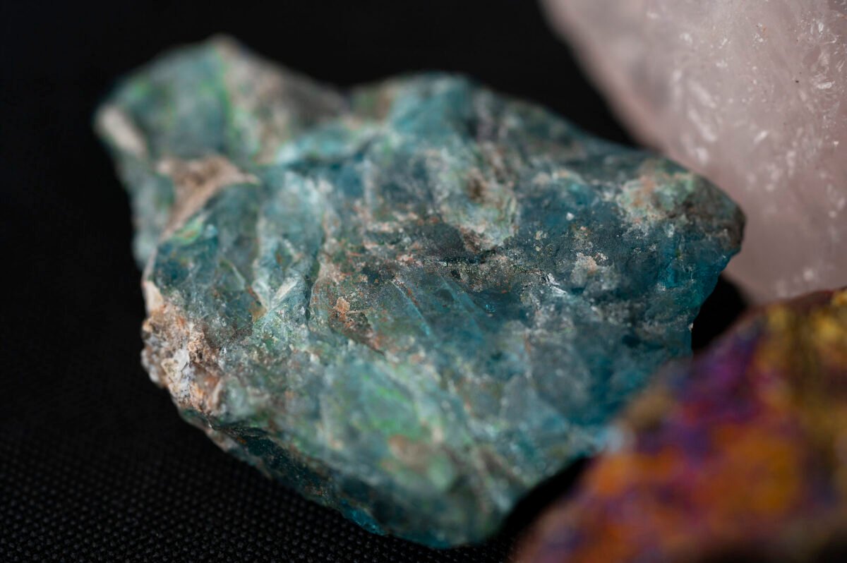 Fluorite mineralisation in underground mine gallery, Loralai Fluorite Belt